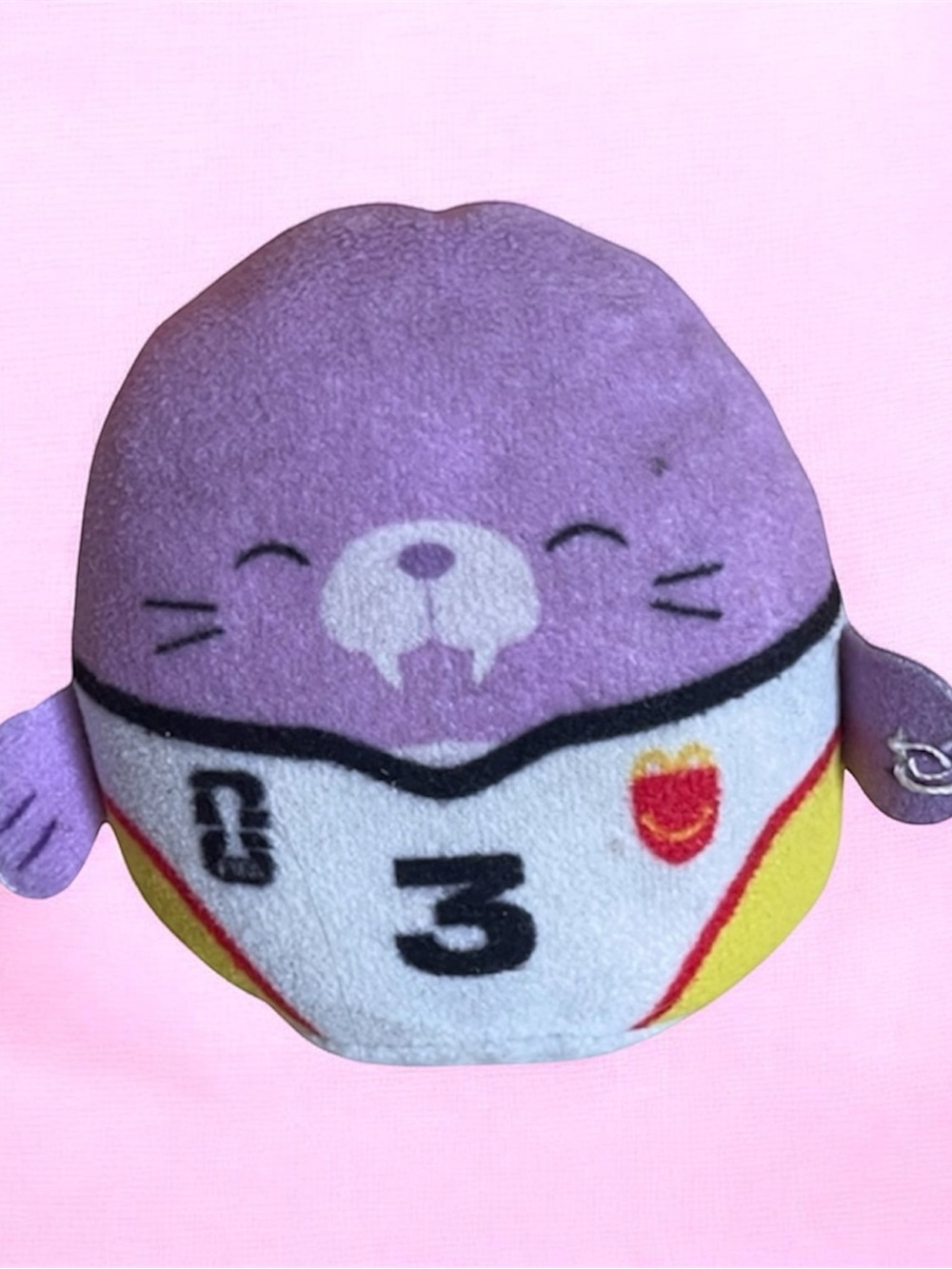 Winnie Purple Plush Seal Squishmallow McDonals Happy Meal Toy Fifa Jersey